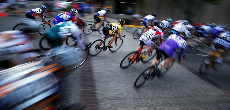 Thoughts From A Walk - A shot of a bike race taken in a dramatic angle.