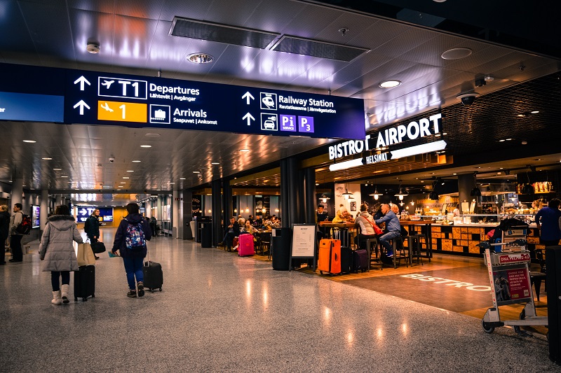 A shot of abusy bristol airport corridor.