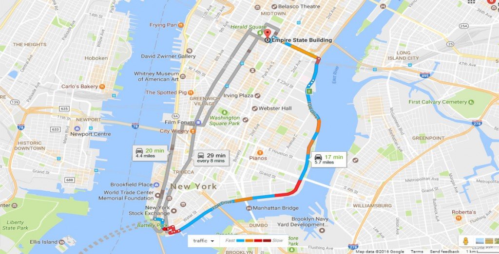 Traffic conditions on google maps