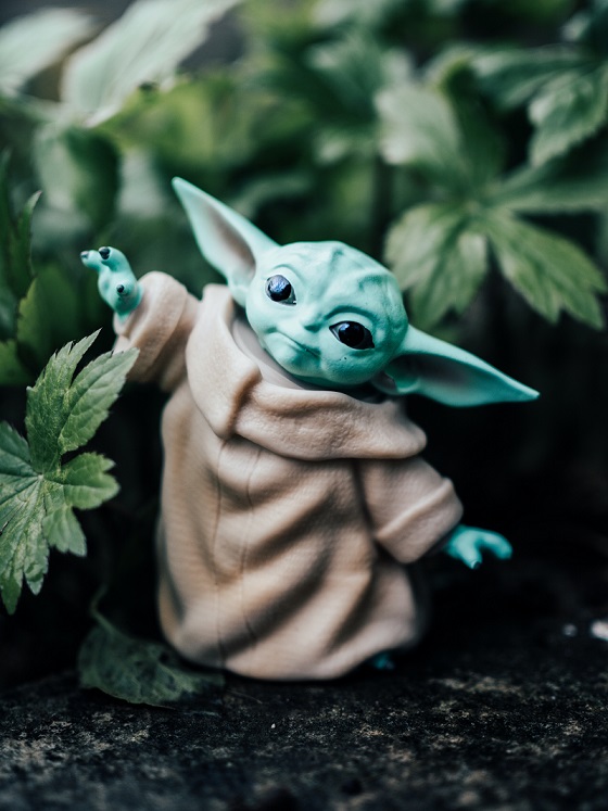 A picture of Master Yoda tending to a plant - to illustrate how not to get lost in thought and be more mindful