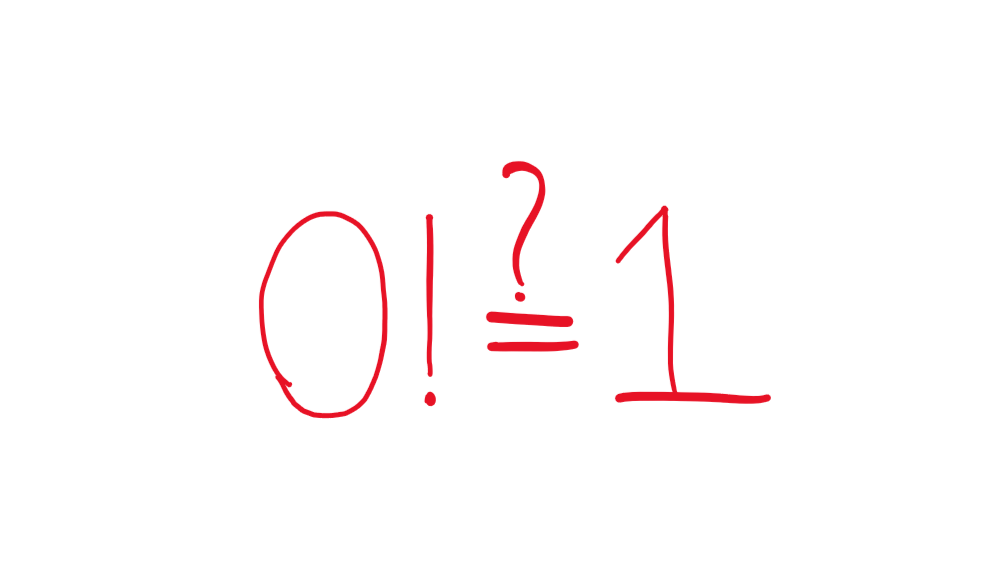 A picture asking the question if zero factorial is equal to one