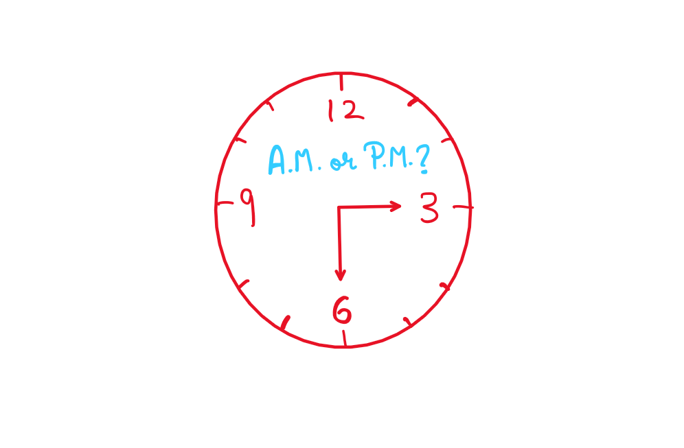 An image of a 12-hour clock asking whether the time is in a.m. or p.m.