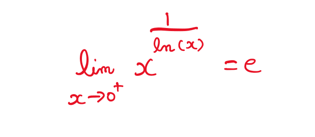 Explaining zero raised to the power zero:
lim x->0+ x^(1/ln(x)) = e