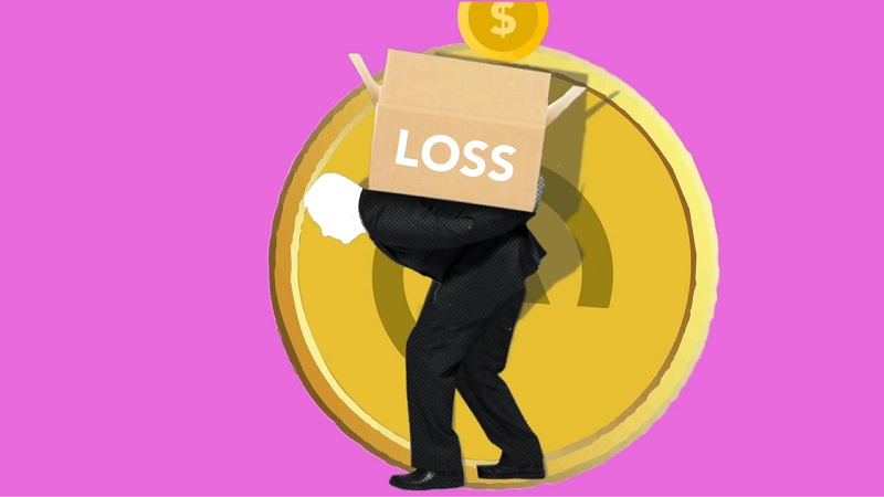 To illustrate how hedge funds function - A sillhoute of a man bent over and carrying a large crate with 'LOSS' written on it 