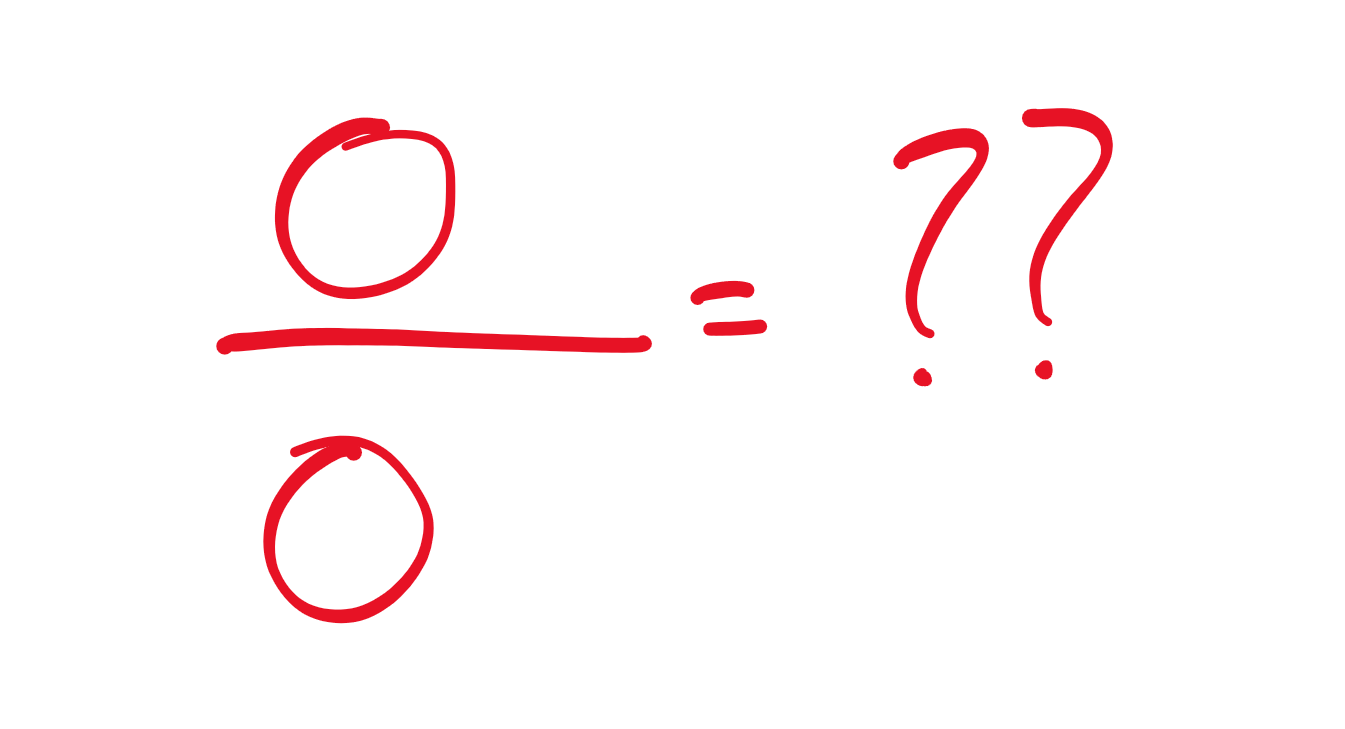 An image asking the question: "What happens when you divide zero by zero?"