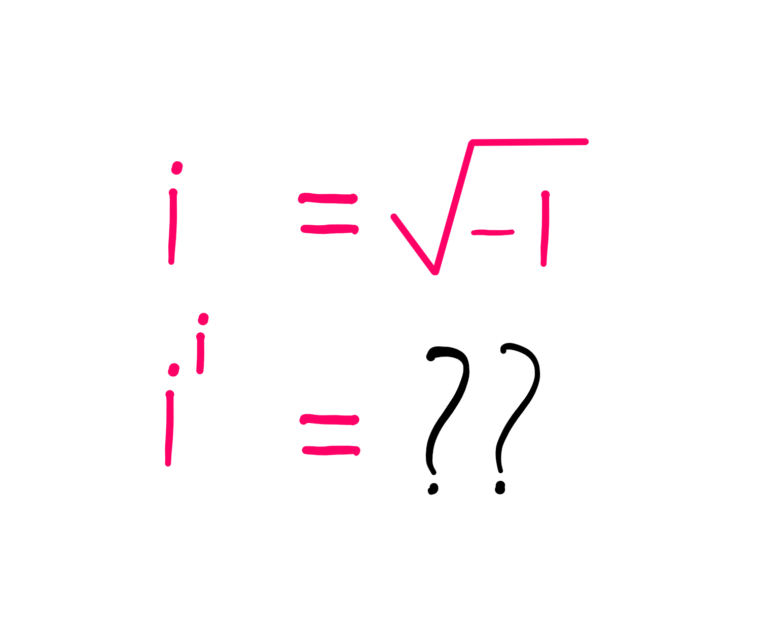 How To Really Solve i^i? - An image with the following expressions: i = √(-1); i^i = ??