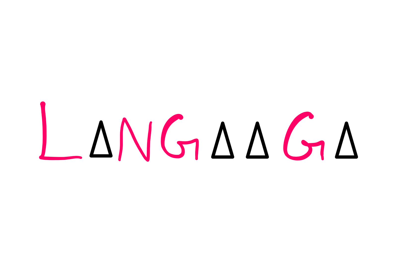 How To Really Understand The Mathematics Of Language: An image showing "L$NG$$G$", where $ seems to refer to missing letters