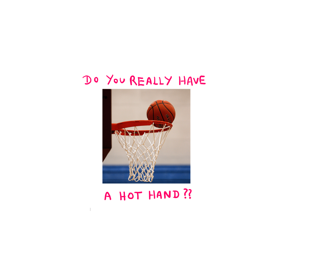 Why Is The Hot Hand Fallacy Really A Fallacy? - An image showing a basketball rolling on the hoop of a basket. Around this picture, the following question is written: "Do you really have a hot hand?"