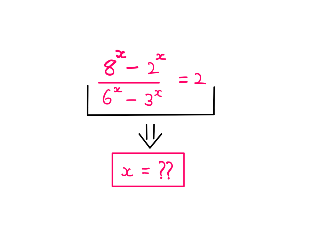 How To Really Solve This Tricky Algebra Problem? (II) - (8^x - 2^x)/(6^x - 3^x) = 2; x = ??