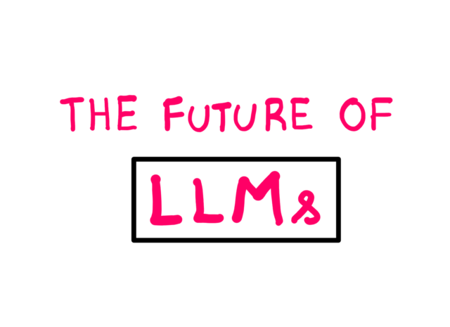 How To Read The Future Of Large Language Models - A whiteboard style image displaying the following text "The future of LLMs"