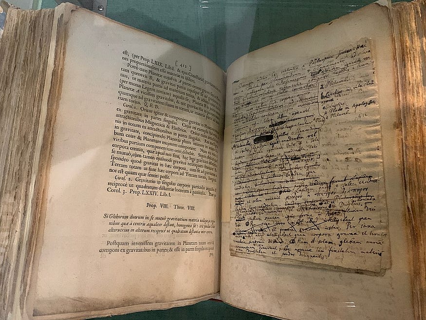 A picture of Newton’s personal copy of “Philosophiæ Naturalis Principia Mathematica” — to illustrate the fascinating story of the three-body problem